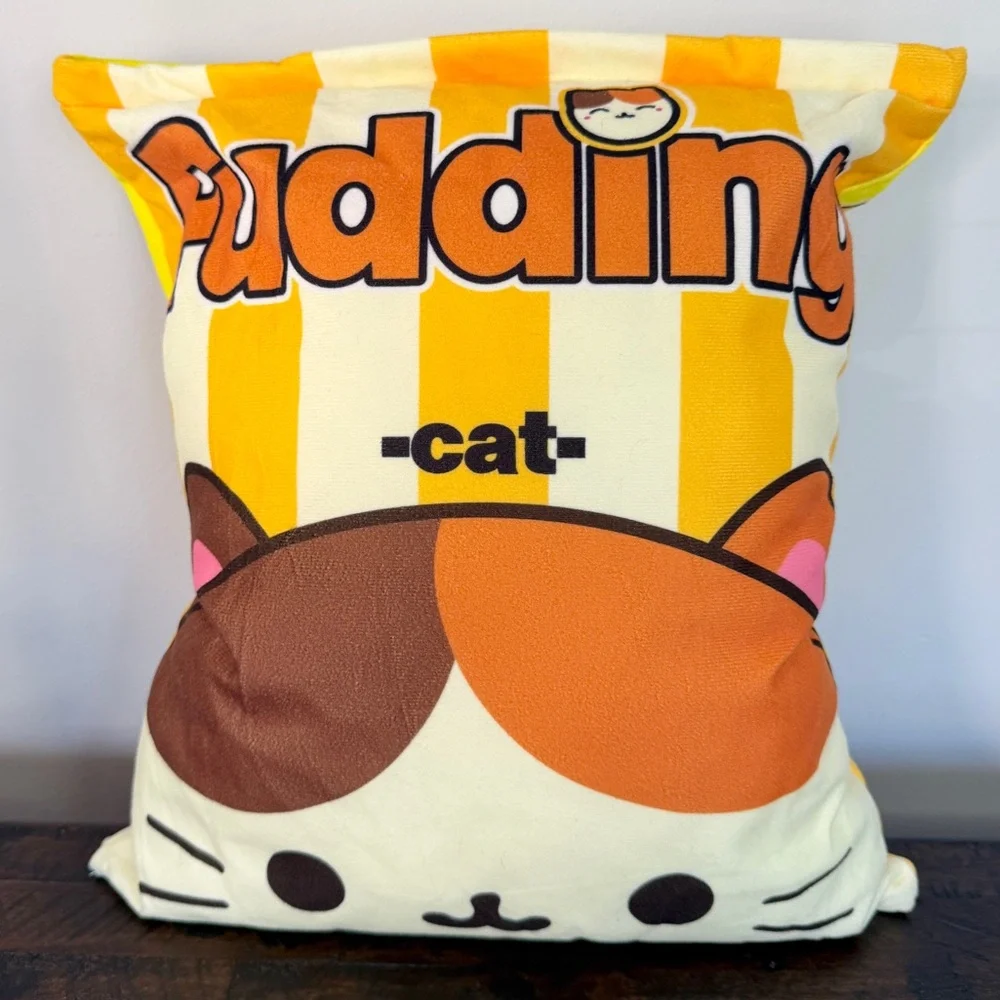 Pudding Cat Kawaii Plush Pillow with 8 Mini Stuffed Kitties Plush Toys